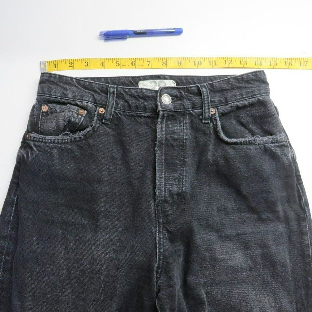 Free People We The Free Destressed Wide Leg Jeans Size 29 Black Denim - Picture 7 of 14